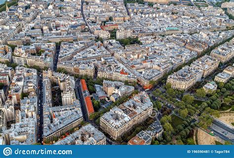 Paris France Aerial View Of Paris Roofs And Streets From Eiffel Tower