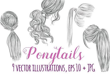 Ponytails Vector Hairstyles Set Hair Vector Braided Hairstyles For