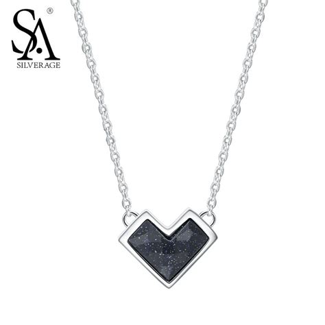 SA SILVERAGE 925 Sterling Silver Hearts Necklaces Pendant For Women