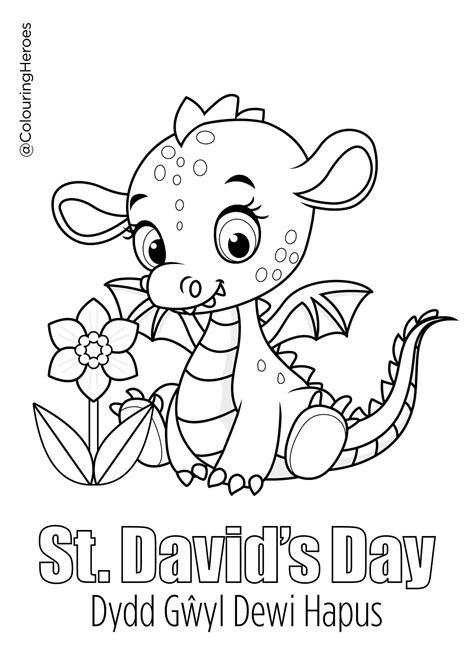 St Davids Day Cute Dragon Coloring Page Download Print Or Color