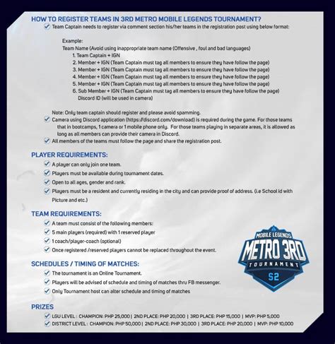 Metro 3rd Mobile Legends Tournament Season 2 Mechanics And