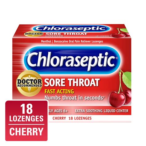 Chloraseptic Sore Throat Lozenges Cherry Flavor 18 Count