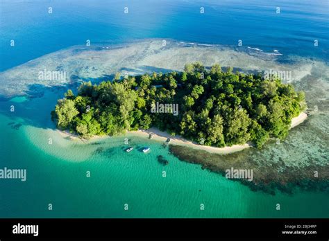 Aerial View Of Lissenung Island New Ireland Papua New Guinea Stock