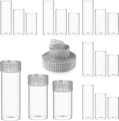 Glass Cylinder Vase Clear Multiple Size Glass Flower Vase Centerpieces With 6 Row 5