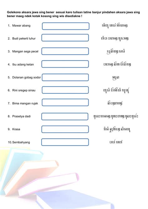 Gladhen 6 Aksara Jawa Kelas 4 Worksheet
