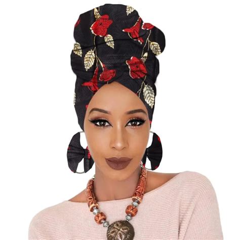 Women Headtie African Print Headwrap Traditional Turban With Matching Earringfabric Aliexpress