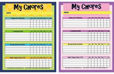 Editable Chore Charts For Multiple Children Printable Kids Chore