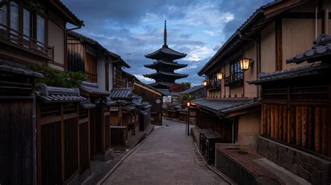 Fondos De Pantalla 1920x1080 Templo Pagodas Kioto Japón Tarde Calle