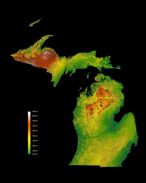 Elevation of Michigan [OC] [4000x5000] : MapPorn