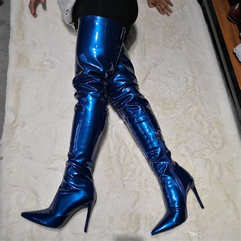 kolnoo hotsale real photos womens high heel boots patent leather thigh high boots sexy party