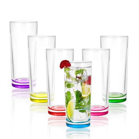 Colored Highball Drinking Glasses 11 5 Oz Set Of 6 Vibrant Colors