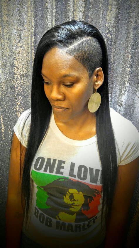 Edgy Sew In With Shaved Sides One Side Shaved Hairstyles Shaved Side