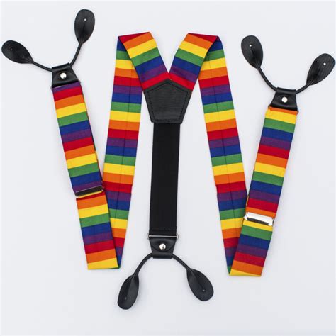 Rainbow Striped 15 Button Suspenders Durian And The Lyon