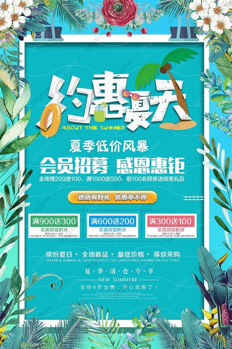Simple Characteristic Mall Summer Promotion Design Poster Template