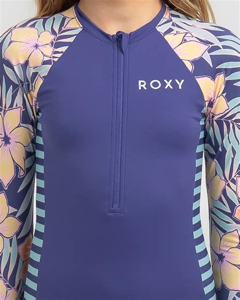 shop roxy girls funky palm long sleeve surfsuit in marlin funky palm fast shipping and easy