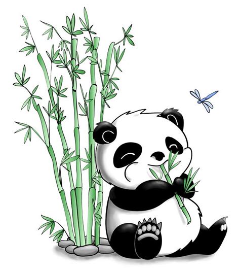 Panda Eating Bamboo By Artshell On Deviantart Cute Panda Drawing