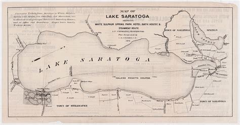 Map Of Lake Saratoga Showing White Sulphur Spring Park Hotel Bath