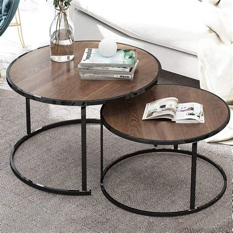 Black Wood Coffee Table Round Solid Wood Indiana Bowed Round Coffee