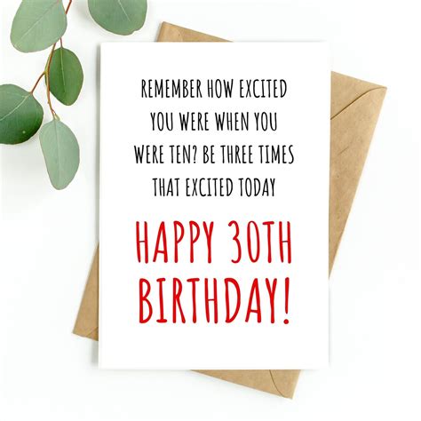30th Birthday Card Funny 30th Birthday Card 30th Birthday Etsy