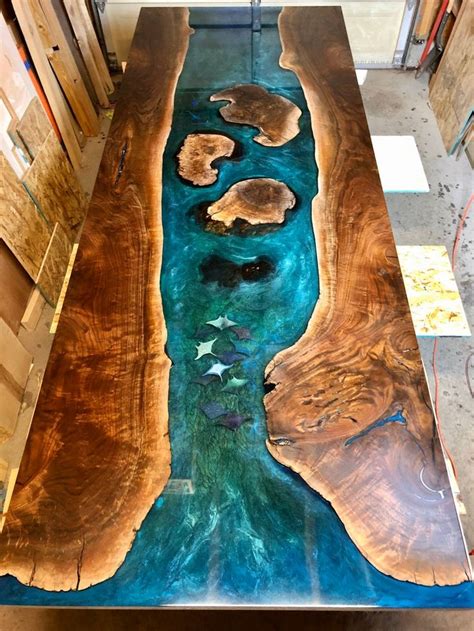 10ft Epoxy Resin Ocean Table Epoxy Resin River Table Etsy Wood