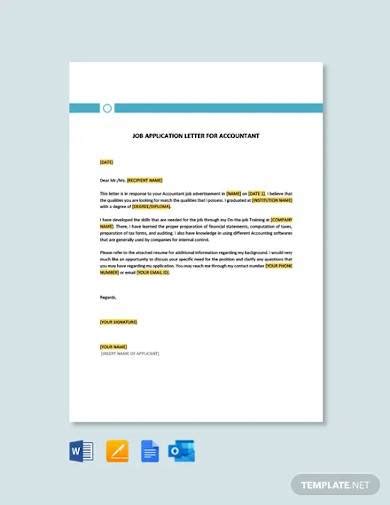 Accountant job offer letter sample amp format. FREE 10+ Job Application Letter Samples for Accountant in MS Word | Pages | Google Docs | MS ...
