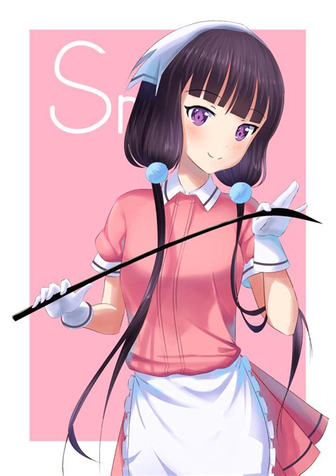 Sakuranomiya Maika Blend S Highres Black Hair Blush Dress Headdress Long Hair Purple