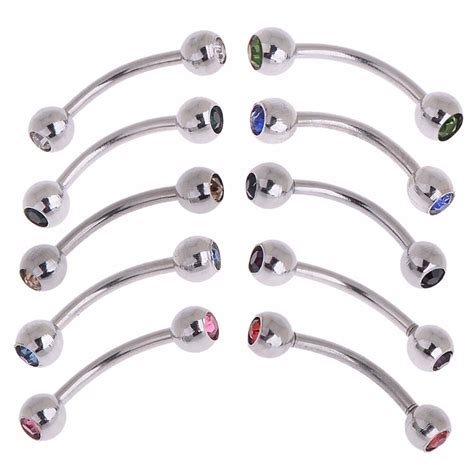 PCS Set Stainless Steel Navel Lip Bars Belly Rings Curved Barbell Eyebrow Piercing Body