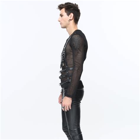 men s punk strap faux leather body chest brace harness punk design