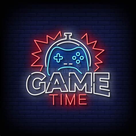 Game Time Neon Signs Style Text Vector Stock Vector Illustration Of