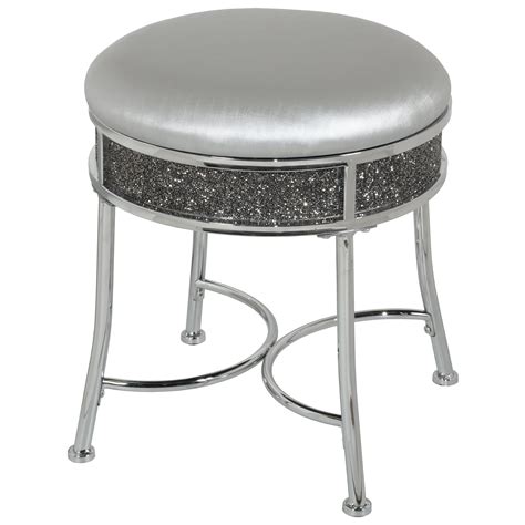 Hillsdale Furniture Roma Backless Faux Diamond Cluster Vanity Stool