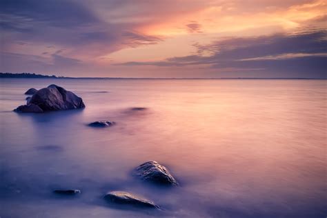 Wallpaper Sunlight Landscape Sunset Sea Bay Rock Shore