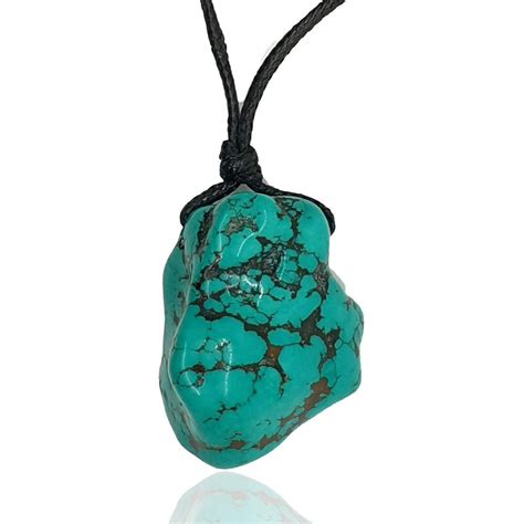 Raw Turquoise Crystal Necklace By Barbari Jewelry Handmade Gift For Him