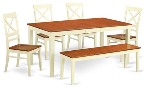 East West Furniture Nicoli 6 Piece Wood Dinette Table Set In Buttermilk