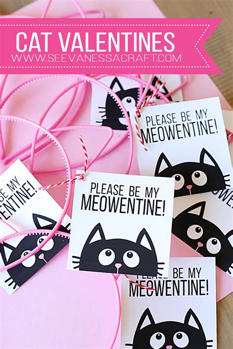 Costumes, christmas trees, graduation, artificial flowers Cat Ear Headband Printable Valentine Tags for Kids