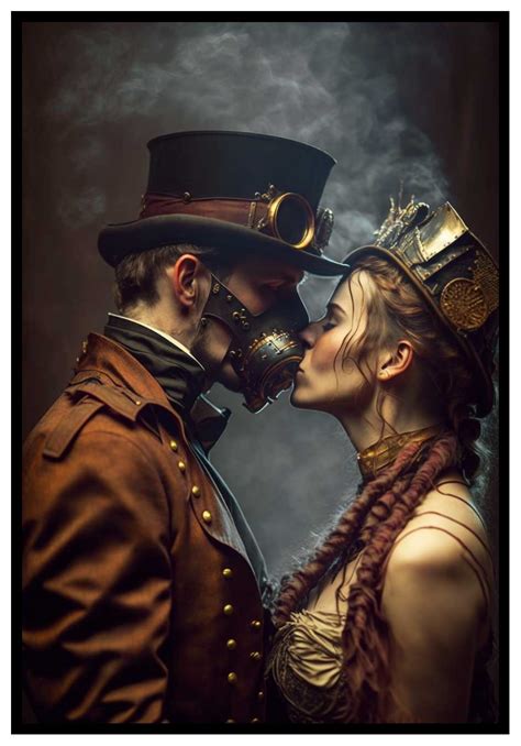 steampunk romance aesthetic poster