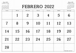 Calendario 2022 Febrero - Calendario Stampabile