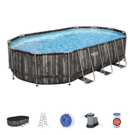 Bestway 20 Ft X 12 Ft X 48 In Metal Frame Oval Above Ground Pool With