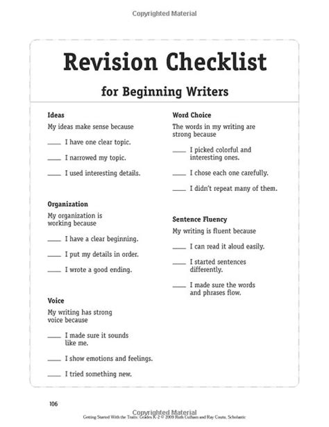 Revision Checklist Very Useful Very Much Needed Good Mini Lesson