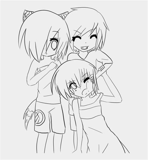 Anime Girl Friends Cartoon Coloring Pages Neko Anime Coloring Pages