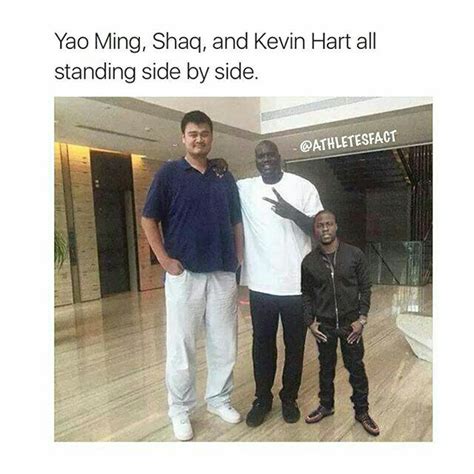 Yao Ming Shaq And Kevin Hart All Standing Side By Side