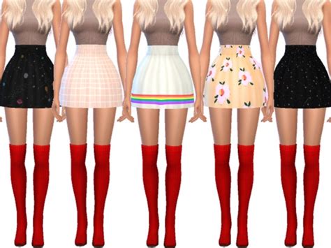 High Waisted Skater Skirts By Wickedkittie At Tsr Sims 4 Updates