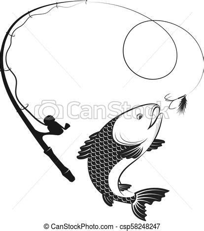 Download Fishing rod and fish on hook vector. Fishing rod in the ...