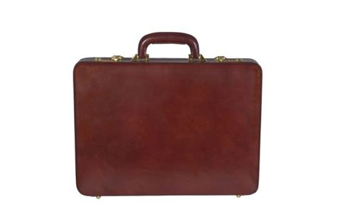 Zint Brown Genuine Leather Men Hard Briefcase Zint Leather Goods