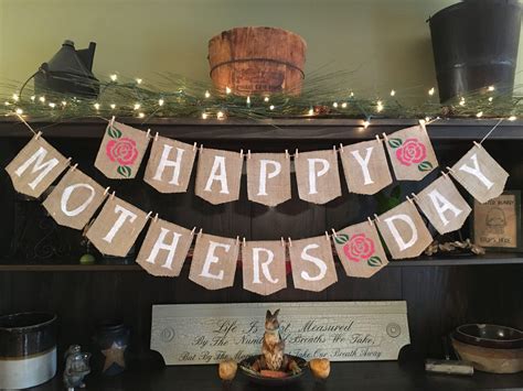 Happy Mothers Day Banner Mothers Day Decor Decor Garlands