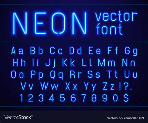 Bright Glowing Blue Neon Alphabet Letters Vector Image