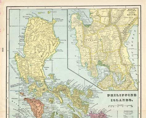 1899 Antique Philippines Map George Cram Map Of The Philippine Islands
