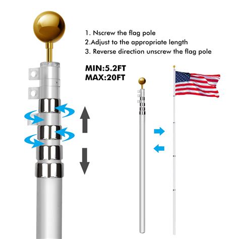 Buy 20ft Telescoping Flag Poles Kitheavy Duty 16 Gauge Aluminum