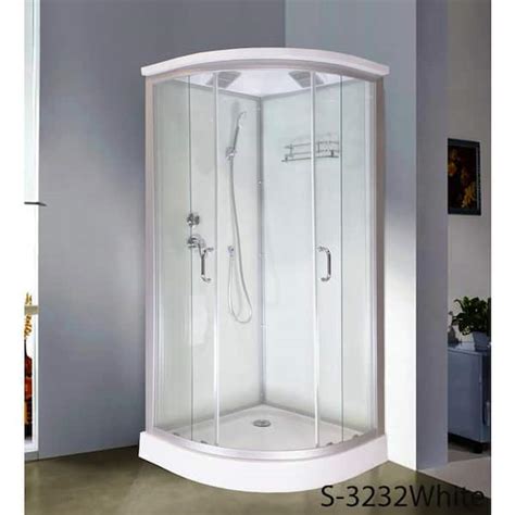 Lavish 35 1 2 In X 35 1 2 In X 86 In Corner Drain Corner Shower Stall Kit In White With Easy