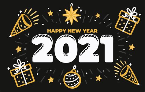 Hand Drawn Happy New Year 2021 1593949 Vector Art At Vecteezy