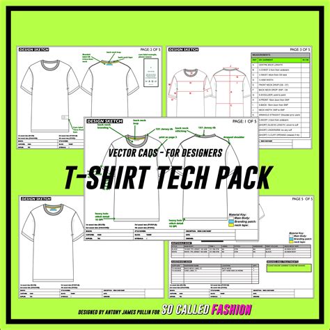 Complete T Shirt Tech Pack Illustrator Template For Apparel Etsy Uk